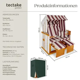 Tectake Strandkorb mit Polster rot/weiß