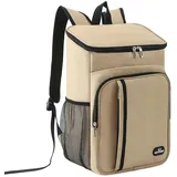 AUXDIQ 18L Kühlrucksack Wasserdichter Picknickrucksack Isoliert Kühltasche für Picknick Camping Wandern Khaki