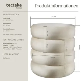 Tectake tectake® Sitzhocker mit Stauraum, rund, gepolstert, weicher, pflegeleichter Bezug