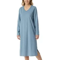 SCHIESSER Comfort Essentials Longsleeve Sleepshirt Blau Muster Baumwolle 36