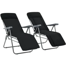 vidaXL Klappbare Gartenstühle mit Polstern 2 Stk. Schwarz