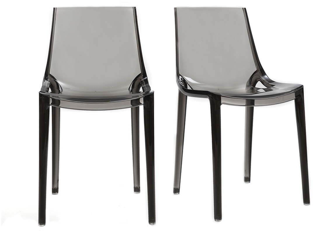 Chaises design empilables gris transparent intérieur - extérieur (lot de 2) YZEL