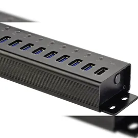 Renkforce RF-3897144 13 Port USB 3.2 Gen 1-Hub (USB 3.0) mit Aluminiumgehäuse, zur Wandmontage, mit Schnellladeport