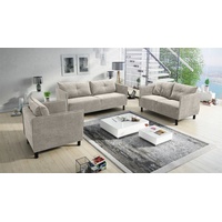 Fun Möbel Polstergarnitur Sofaset Designersofa DECLAN 3-2-1 in Stoff, (inkl. 5 Rückenkissen, 3-tlg), Rundumbezug beige