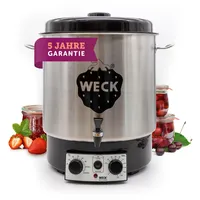 WECK Einkochautomat WAT25-A Edelstahl mit Präzisionsthermostat, Auslaufhahn & Zeitschaltuhr – 30L Einkochtopf, Glühweinkocher, Dampfentsafter, Einweckautomat – Made in Germany, hochwertig & vielseitig