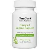 NatuGena Omega-3 Vegane Kapseln 100% vegan und fischfrei, rein pflanzliches Algenöl, 90 Kapseln (30 Tage Packung)