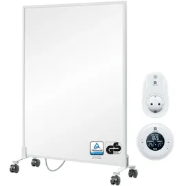 bringer-germany Bringer Infrarotheizung Standgerät - 300 Watt - Energiesparend - Mobile Elektroheizung mit Standfüßen auf Rollen, Thermostat und Fernbedienung - 5 Jahre Garantie, TÜV - Deutsche Qualitätsmarke