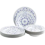 Kahla 16A141A75019H Blau Saks Tafelservice 12tlg. | Tellerset mit Strohmuster für 6 Personen aus Porzellan