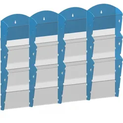 Wand-Plastikhalter für Prospekte - 4x3 A5, blau