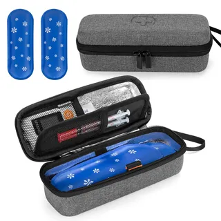 Damero Insulin kühltasche Reise Tasche, Insulin Diabetiker Tasche, Medikamente isoliert Diabetiker Tragbaren Kühler Tasche für Insulin Pen und andere Diabetikerzubehör,Grau