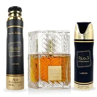 Lattafa Khamrah Eau de Parfum 100 ml + Perfumed Spray 200 ml + Lufterfrischer 300 ml Geschenkset