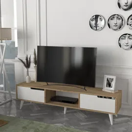[en.casa] Kullila TV-Lowboard 160 x 35 x 40 cm Eicheoptik/Weiß Holz/Spanplatte