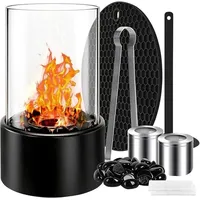 Tischkamin mit 2 Farben Deko Steinenmit, Ethanol Kamin für Indoor & Outdoor