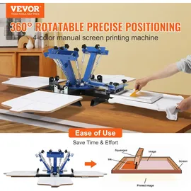 Vevor Siebdruckpresse T-Shirt Siebdruckmaschine 1 Farben + 4 Stationen, T-Shirtpresse, Hitzepresse Transferpresse DIY Ausrüstung Drucker, Textildruck Kleidung, Kissenbezüge, Gepäckstücke usw.