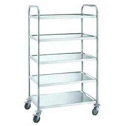 METRO PROFESSIONAL Servierwagen GST1005, Edelstahl, 85 x 52.6 x 154.3 cm, 5 Niveaus, Gesamtlast 200 kg, silber