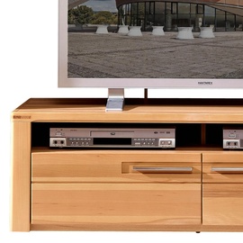 Livetastic Tv-Element, Buche, Metall, Kernbuche, teilmassiv, 2 Schubladen, 130x40x45 cm Made in EU, Kabeldurchlass, Wohnzimmer, TV Möbel, TV-Elemente