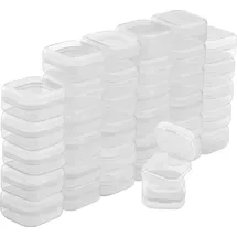 Belle Vous Kleine Aufbewahrungsbox Plastik Transparent mit Deckel zum Klappen (36er Set) – 3,5 x 3,5 x 2 cm - Mini Plastik Boxen für Kleine Perlen, - Transparent