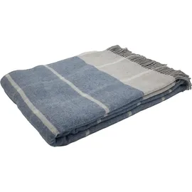 fair de luxe Woll-Kaschmir-Decke Plaid 150 x 200 cm Blau/Beige