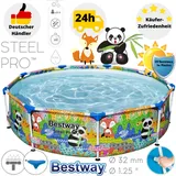 BESTWAY Steel Pro Paradise Frame Pool rund 274 x 66 cm bunt