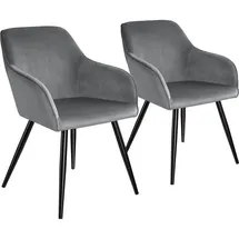 Tectake Marilyn 2 St. Samt grau/schwarz