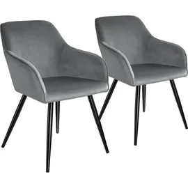 Tectake Marilyn 2 St. Samt grau/schwarz
