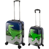 Travelhouse Happy Children Kinder Koffer Dino ABS Hartschale Gepäck Trolley Trolley Kinderkoffer Kindertrolley 27L+ 41L Bordkoffer und Koffer Set