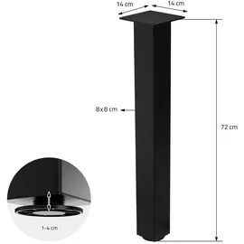ML-Design Tischbeine Schwarz Stahl 8x8 cm,