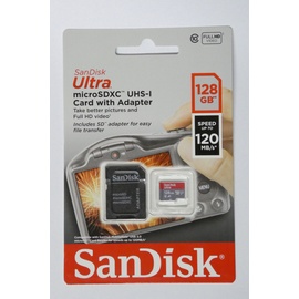 SanDisk microSDXC Ultra 128GB Class 10 120MB/s UHS-I U1 A1 + SD-Adapter