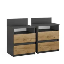 Vicco Nachttisch Monty, Anthrazit/Goldkraft Eiche, 2er Set