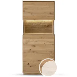Massivholz »St. Gallen« Highboard I natur geölt / mit Beleuchtung / Anschlag rechts