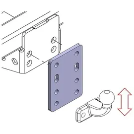 AHAKA Höhenverstellbare Adapterplatte Anhängerbock 4x90 mm für AHK Flanschkugel 12 mm