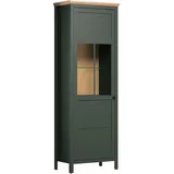 trendteam Vitrine Stanton 69 x 39 x 198 cm Tannengrün/Eiche