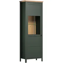 trendteam Vitrine Stanton 69 x 39 x 198 cm Tannengrün/Eiche