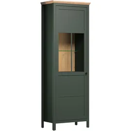 trendteam Vitrine Stanton 69 x 39 x 198 cm Tannengrün/Eiche