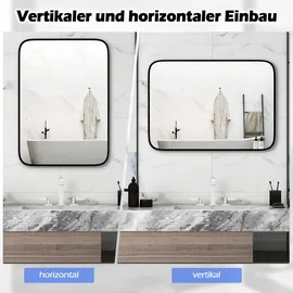 Costway Badezimmerspiegel, 70 x 50 cm großer Kosmetikspiegel mit bruchsicherer Folie & Dehnschrauben, Wandspiegel mit Aluminiumrahmen für Badezimmer, Wohnzimmer (Rechteckig)