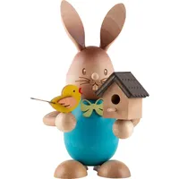 Kuhnert Dekofigur Stupsi Hase mit Vogelhaus (12cm) von Drechslerei