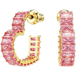 Paar Creolen SWAROVSKI "Schmuck Geschenk Matrix Ohrringe Herz", gelbgoldfarben, metallfarben, pink, pink, Ohrringe, Damen, Metall, mit Swarovski Zirkonia (synth.)