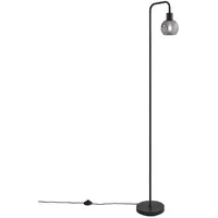 QAZQA Art Deco Stehleuchte schwarz mit Rauchglas - Vidro
