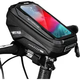 Fahrrad-Lenkertasche, wasserdichte Fahrrad-Rahmen-Oberrohr-Tasche, Fahrrad-Lenkertaschen, Fahrrad-Handyhalterung, Fahrradhalterung mit Touchscreen für iPhone 13 12 11 Pro Max Smartphones bis 6,7 Zoll