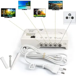 Nedis Antennenverstärker 4-fach 20dB Verstärker für DVB-C Kabelanschluss