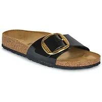 Birkenstock Pantoffeln Madrid Big Buckle BF Patent Black Gold in Schwarz,