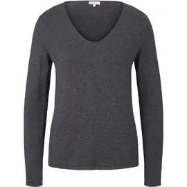 Tom Tailor Front Logo Coin Pullover Mit V-ausschnitt Evident Anthracite Melange XL