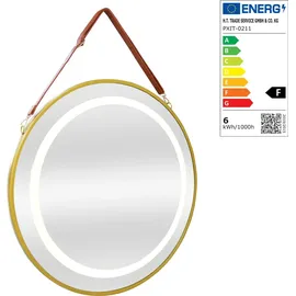 pro.tec LED-Badspiegel Picerno Ø70cm mit Aufhängung Gold