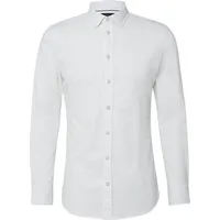 s.Oliver Tailored Fit: Langarmhemd aus Edeljersey mit All-over-Print - weiß - 42