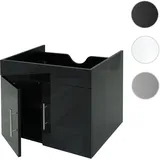 Mendler Waschbeckenunterschrank HWC-D16, Waschtischunterschrank Waschtisch Unterschrank Badmöbel, FSC® Hochglanz 60cm ~ schwarz
