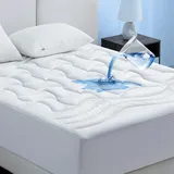 Bedsure Matratzenschoner 140x200 cm Wasserdicht - Atmungsaktive Matratzenschutz für Matratzen bis 30 cm Höhe, wasserdichte Matratzenauflage mit Gummizug, Nässeschutz Inkontinenzauflage waschbar, Weiß