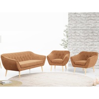 MKS MÖBEL Sofa PIRS 3 1 1, Set, Sofa, Sessel, T30-Schaum, Holzbeine, mit Relaxfunktion, Moderne Sofa Set, Skandinavische Deko orange