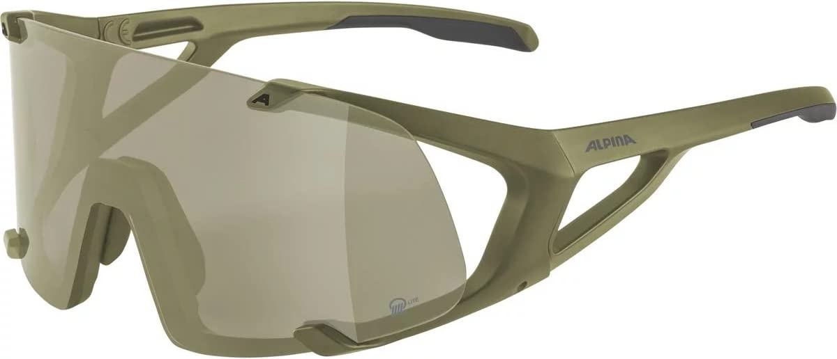 ALPINA HAWKEYE Q-LITE - Verspiegelte, Kontrastverstärkende & Beschlagfreie Sport- & Fahrradbrille Mit 100% UV-Schutz Für Erwachsene, olive matt, One Size