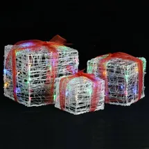 vidaXL Geschenkboxen LED 3 Stk. Acryl 0,0 m Mehrfarbig