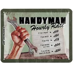 Handyman Hourly Rate Blechschild 15cx 20 cm